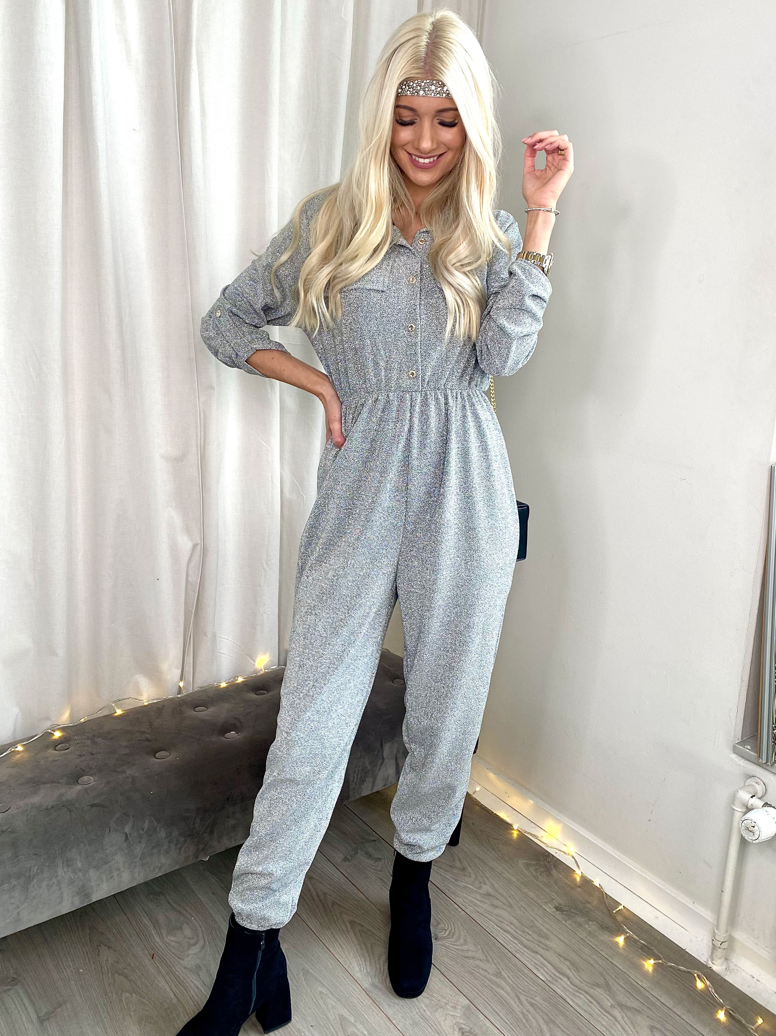 Glitter - Elastisk byxdress med glitter